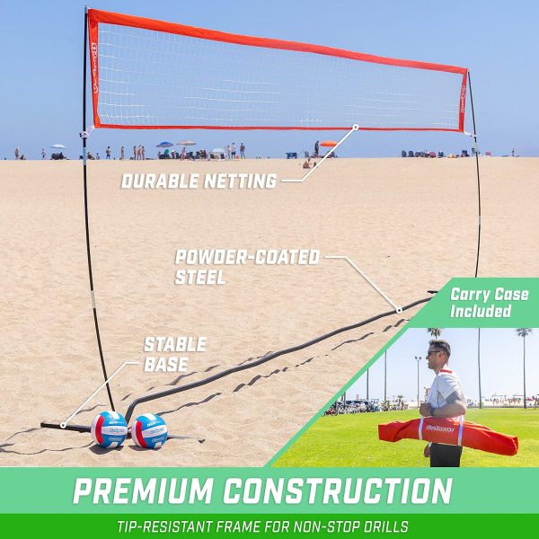 GoSports Freestanding Volleyball Training Net for Indoor or Outdoor Use - Instant Setup and Height Adjustable - 12 ft or 20 ft Sizes - Image 4